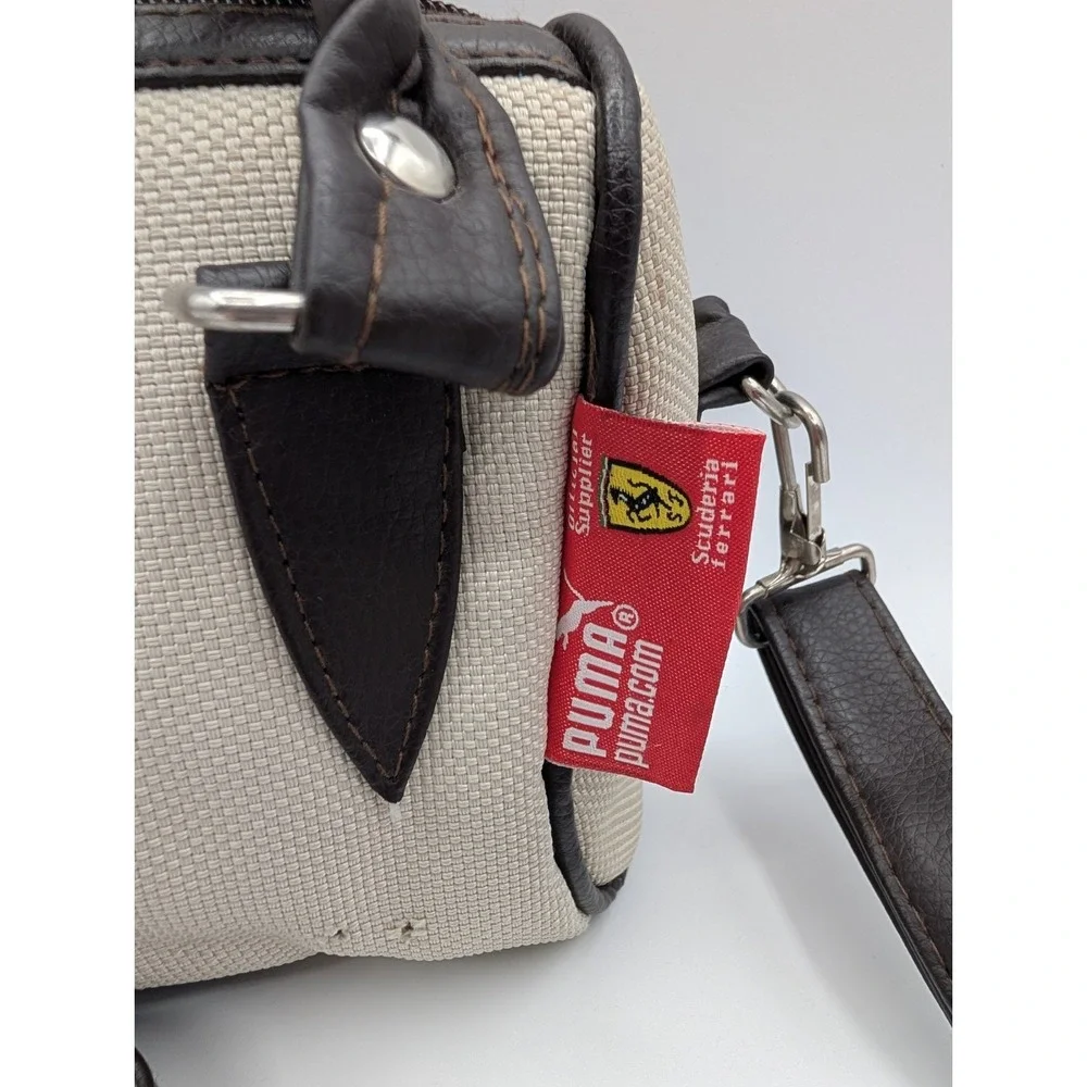 PUMA x Ferrari Handbag Crossbody Purse Y2K F1 Racing Motorsport Cream Brown